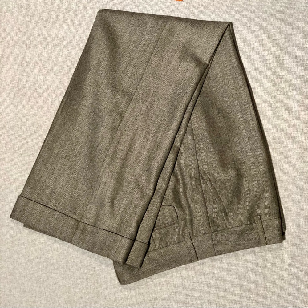 Liz Claiborne Sloane Brown/Taupe fully lined 100% Wool Trousers Academia Y2K